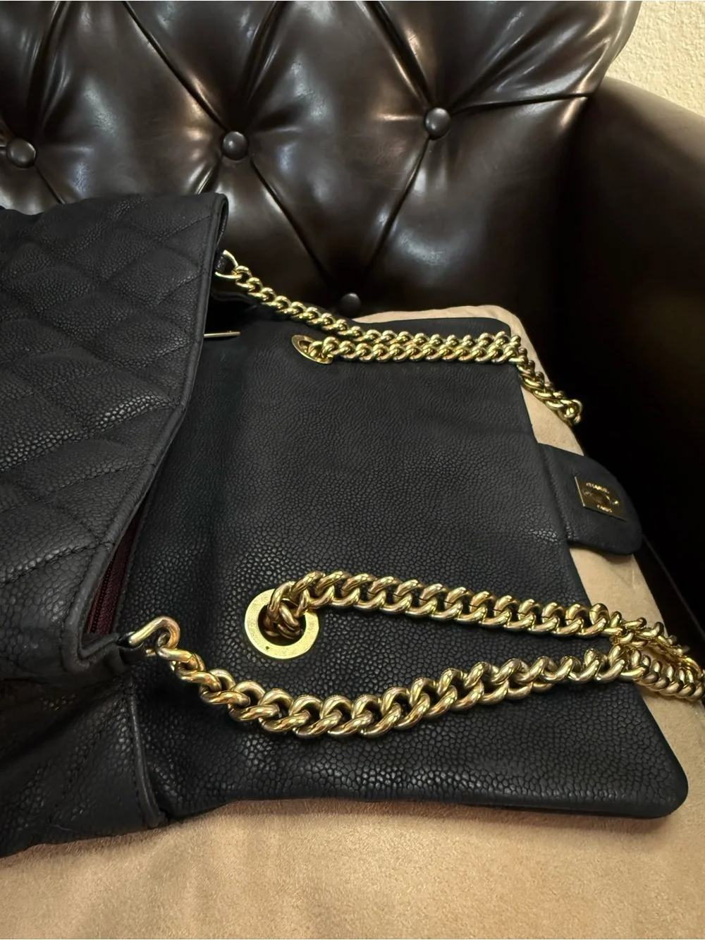 CHANEL Cruise Iridescent Black Caviar Leather Classic Flap Top Handle Kelly Bag